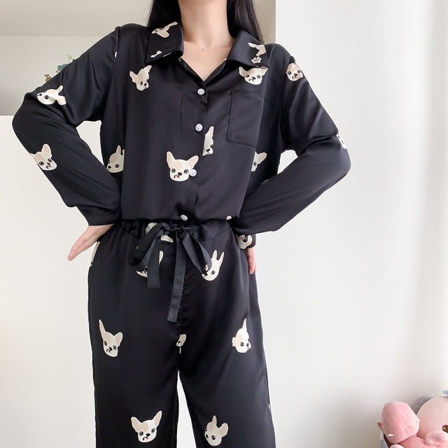 Womens Two Piece Pant Spring Autumn Summer Ice Silk Printed Letter Pajamas  Ladies Home Service Two Piece Suit Lady Sleepwear From Jh918, $49.17