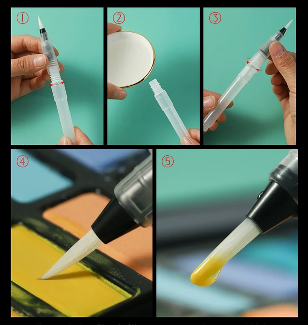 Refillable Water Color Brush Set 1/3/6 PCS Refillable Paint Brush