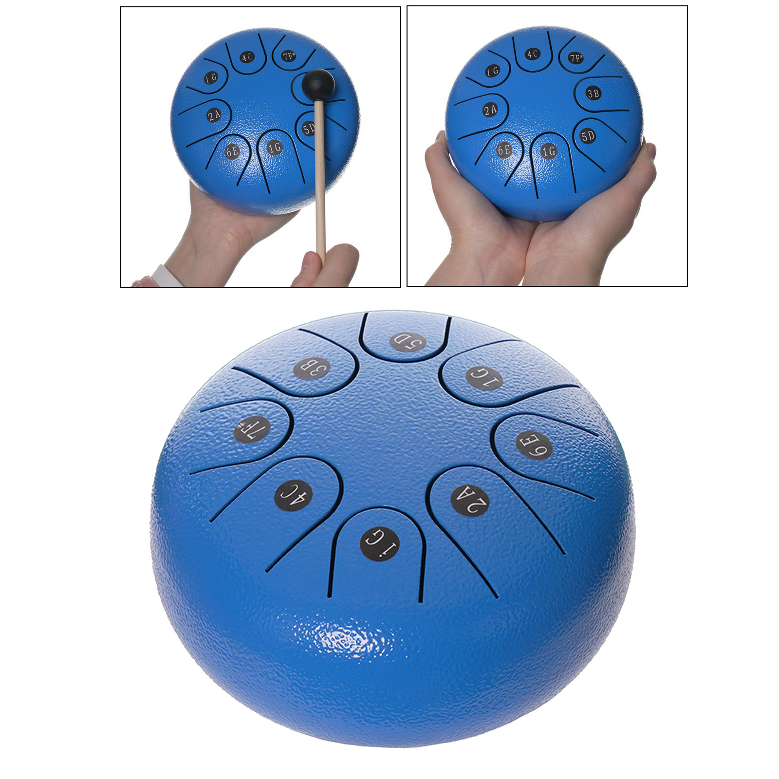 1pc Mini 8 Notes 6in Steel Handpan Tongue Drum Standard C Key and Drumsticks Carry Bag Gifts Blue