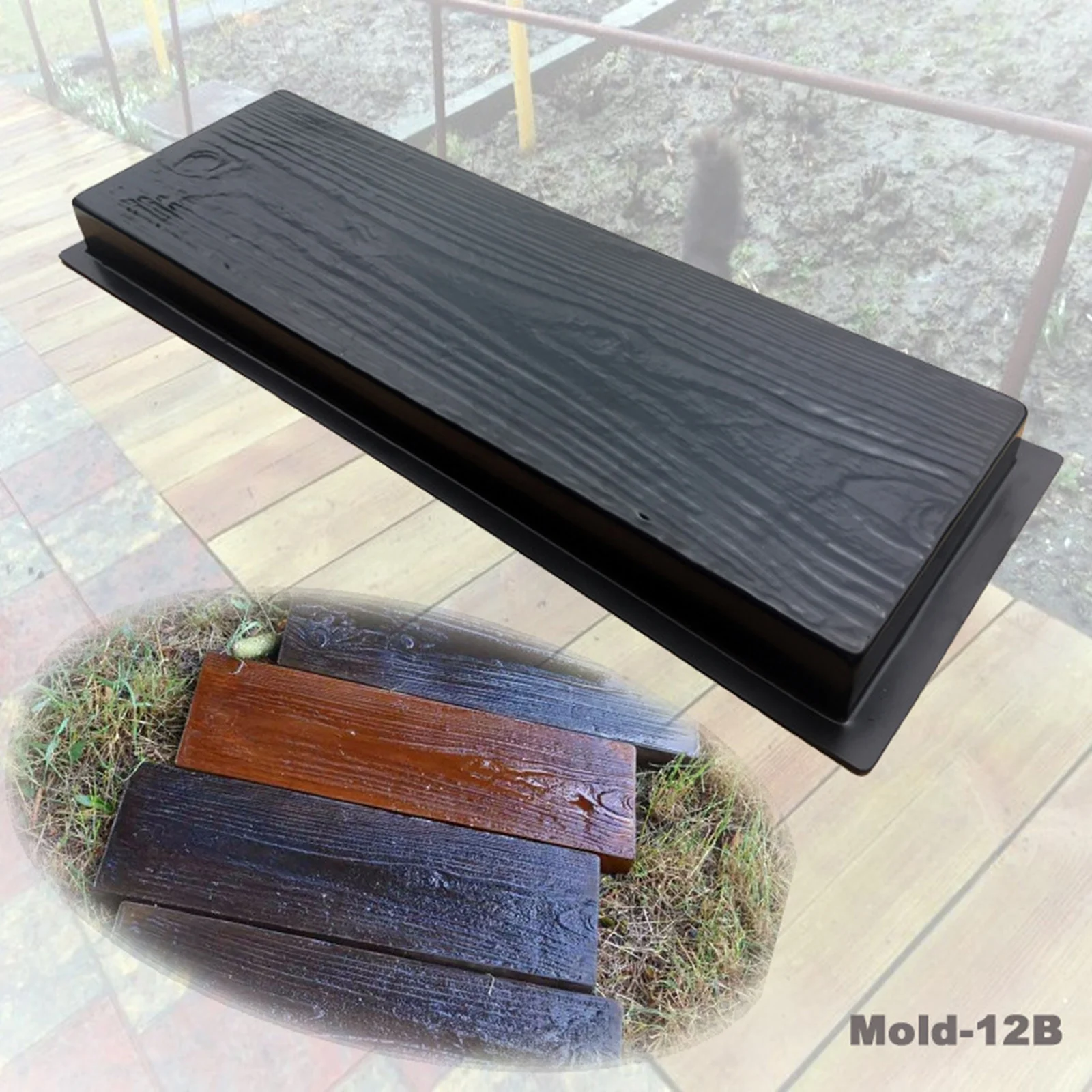 Imitation Wood Grain Garden Lawn DIY Path Maker Paving Mold Stepping Pavement Concrete Cement Brick Mould