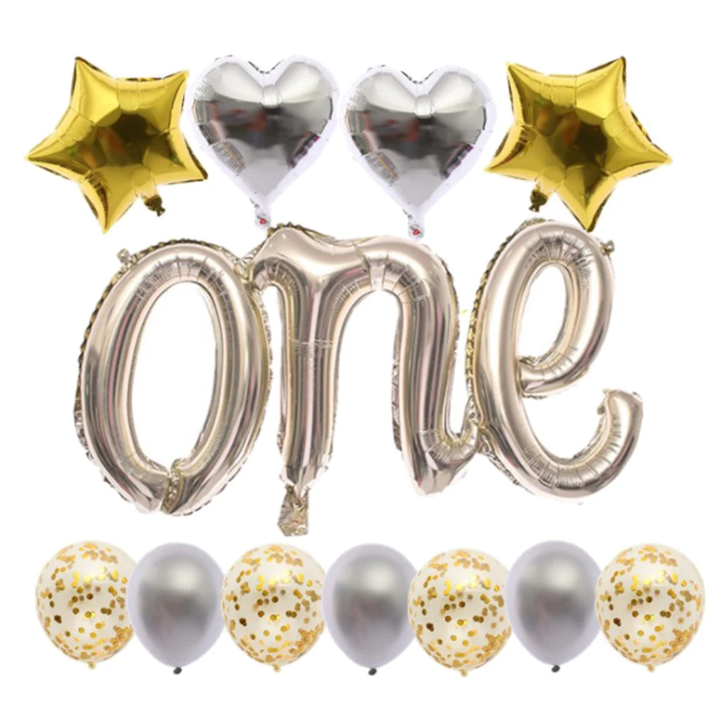 Cute One Anniversary Balloons Babies 1st Birthday Party Decor Ornaments Kit
