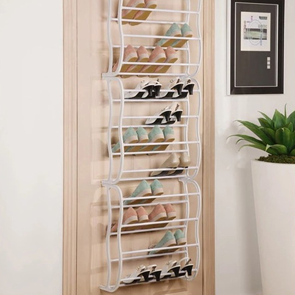 36-Pair Over-the-Door Shoe Rack Hanging Storage Organizer Shelf for Bedroom Dorm, Space Saving Solution for Small Places