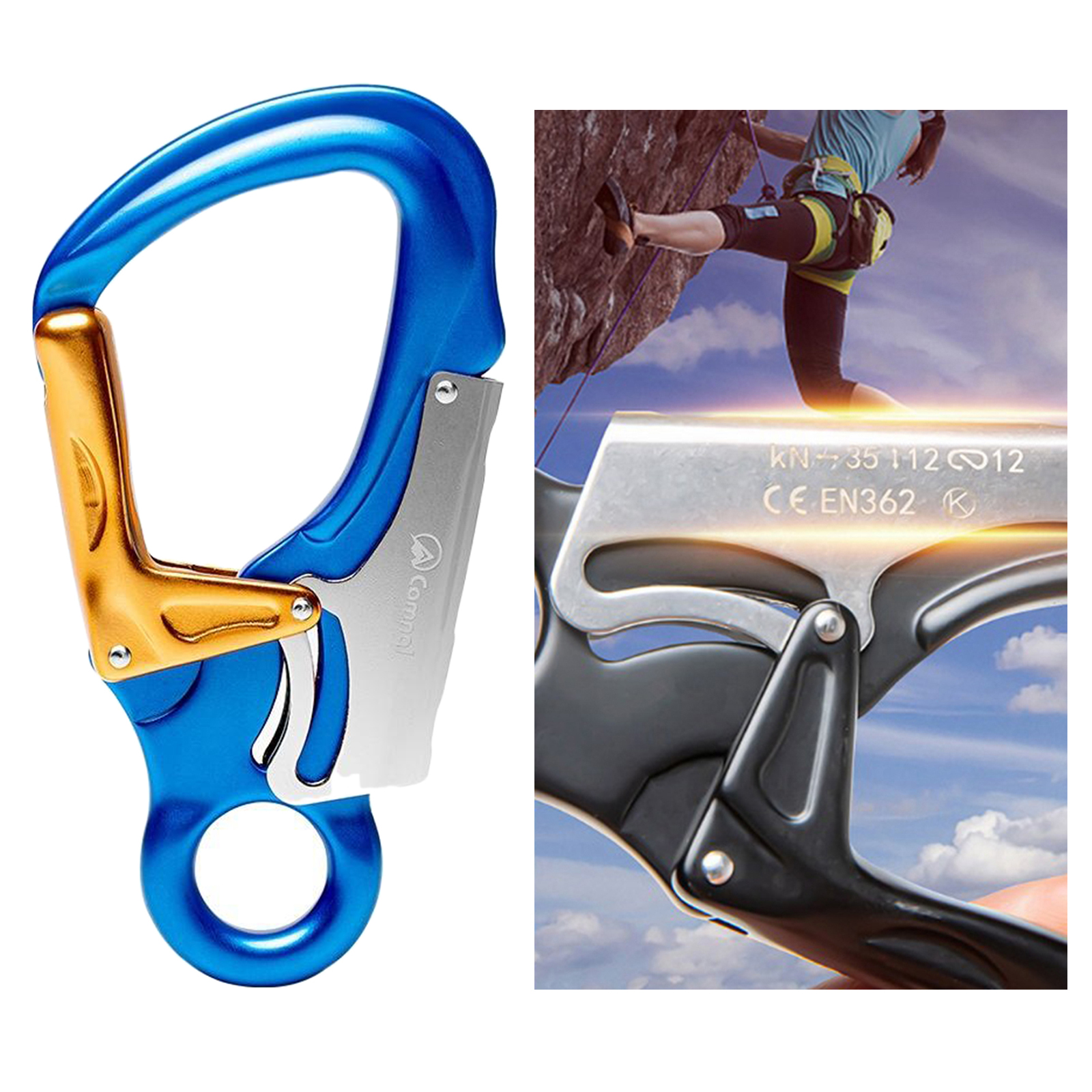 35KN Aluminum Auto Locking Carabiner D-Ring Hook Self Lock for Climbing Caving Rappelling Carabiners Hammock Dog Leash Ring