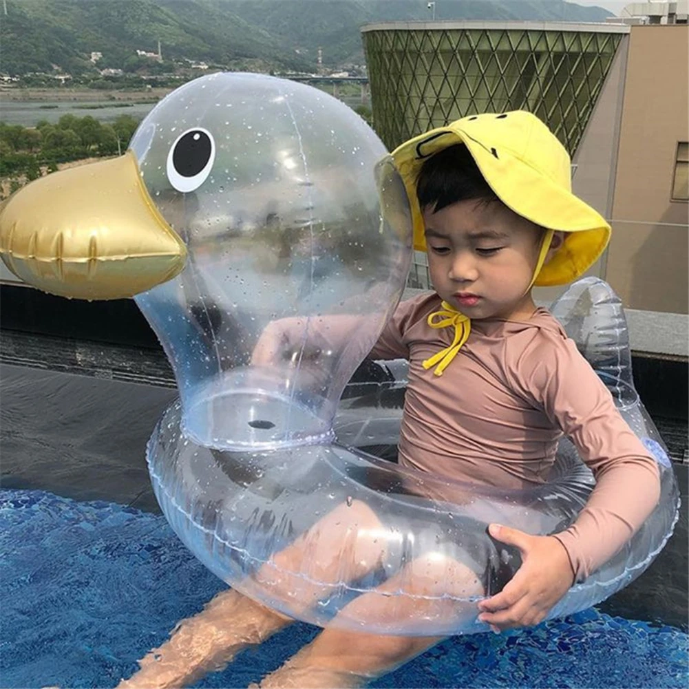Cute Transparent Duck Baby Swimming Ring Inflatable Bath Swim Circle Floating t 