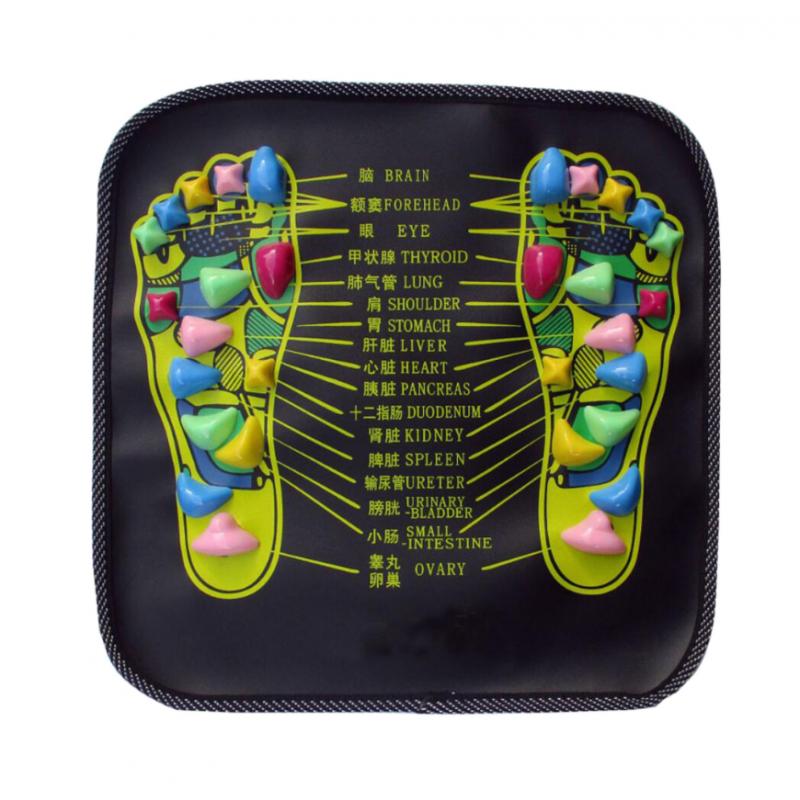 Reflexology Stone Foot Massager Mat Acupuncture Foot Leg Spa Cushion Massaging Carpet, Pain Relief - 34x34cm