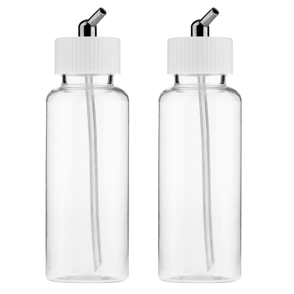 2x Airbrush Air Brush Glass Bottle /Lid /Adapter 22cc Siphon Feed Jar 2 Kind of Action