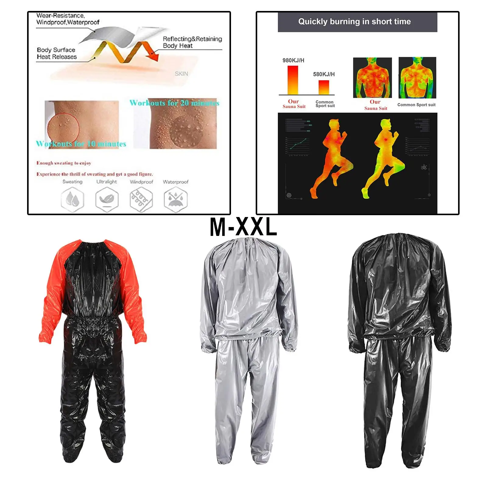 Heavy Duty Fitness Sauna Suit Weight Loss Exercise Gym Home Running Quick Sweat Sweat Suit Lose Weight Hoodie Pants Tracksuit