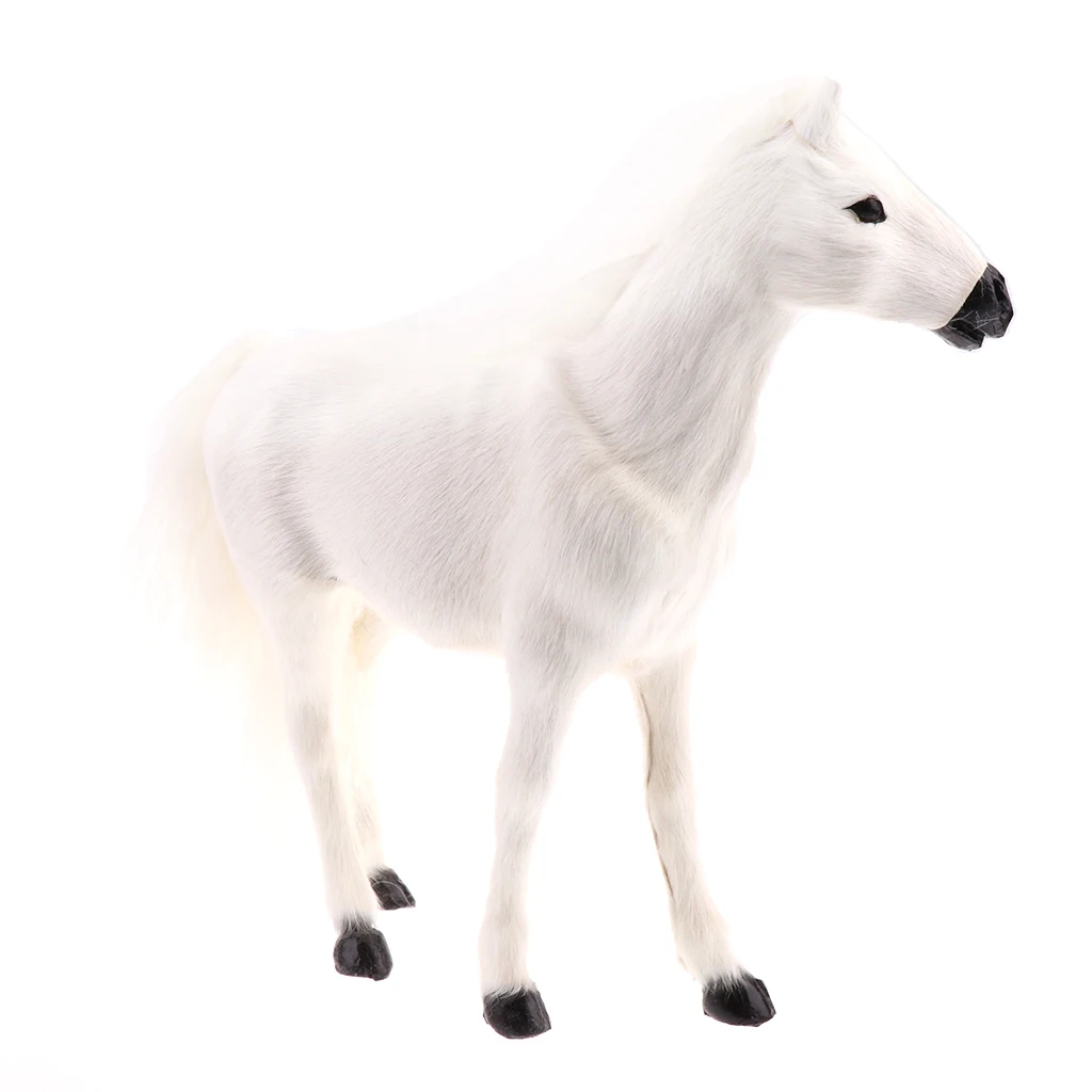 Lifelike Simulation Plush Stuffed Horse Animals Model Figure Plush Figures Soft Toy Home Decoration Black