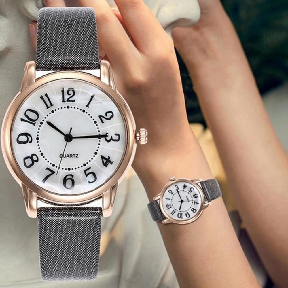 Reloj de pulsera de cuarzo analógico para mujer, cronógrafo con esfera  redonda y números, correa de cuero de imitación, regalo sencillo|Relojes de  mujer| - AliExpress