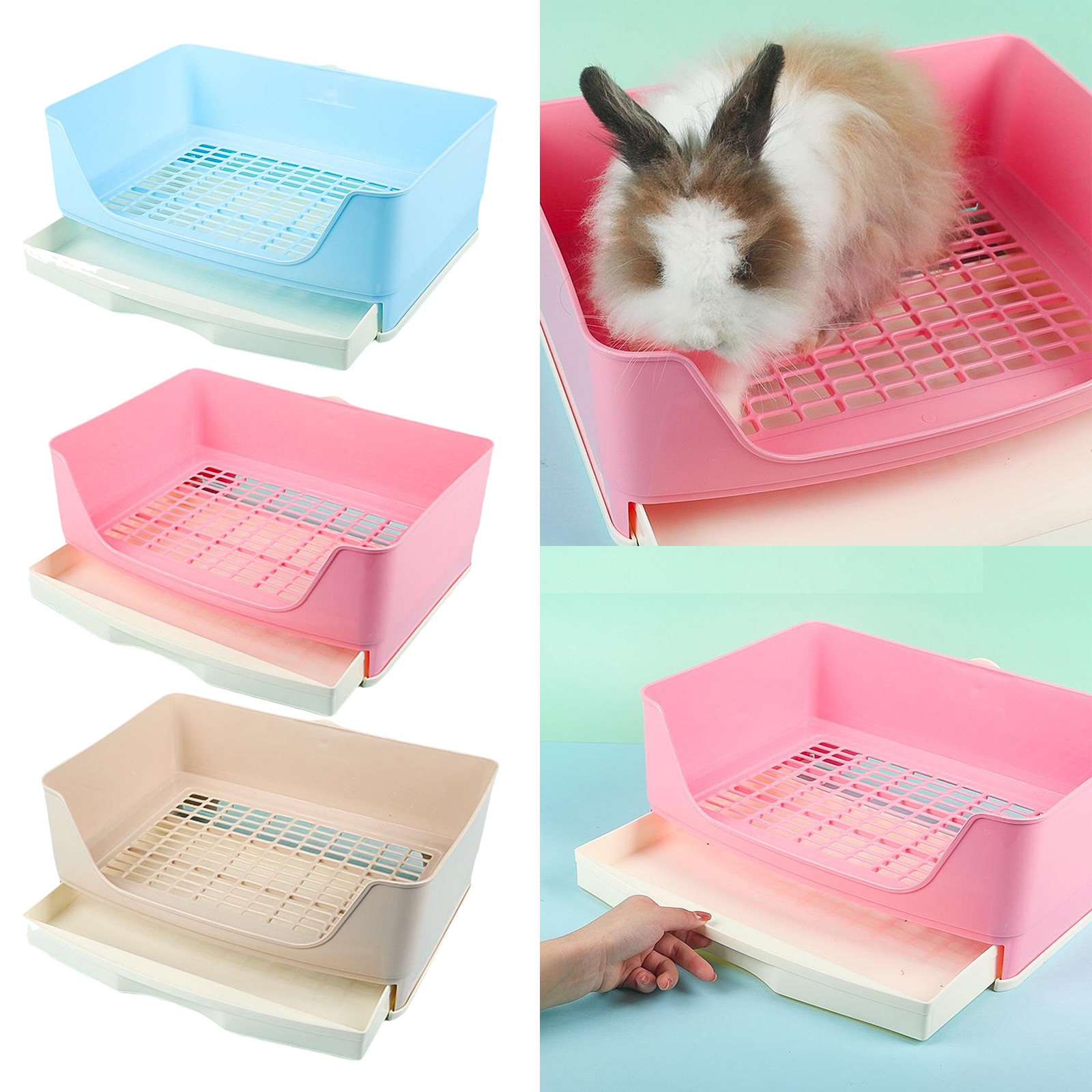 Large Rabbit Toilet Box Trainer Potty Corner Tray Litter with Drawer Pet Pan For Adult Hamster Guinea Pig Ferret Galesaur Bunny