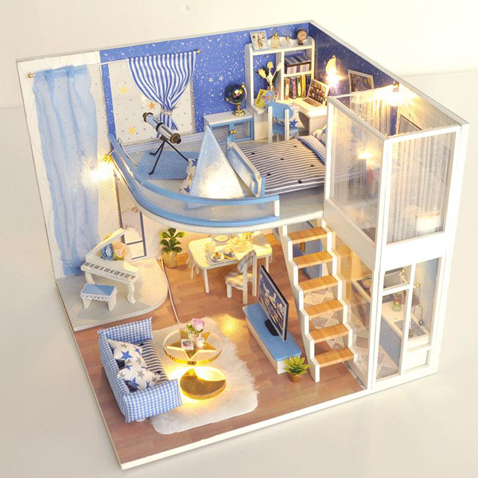 Self Assembled Dollhouse Furniture Building Cottage House Dustproof Cover