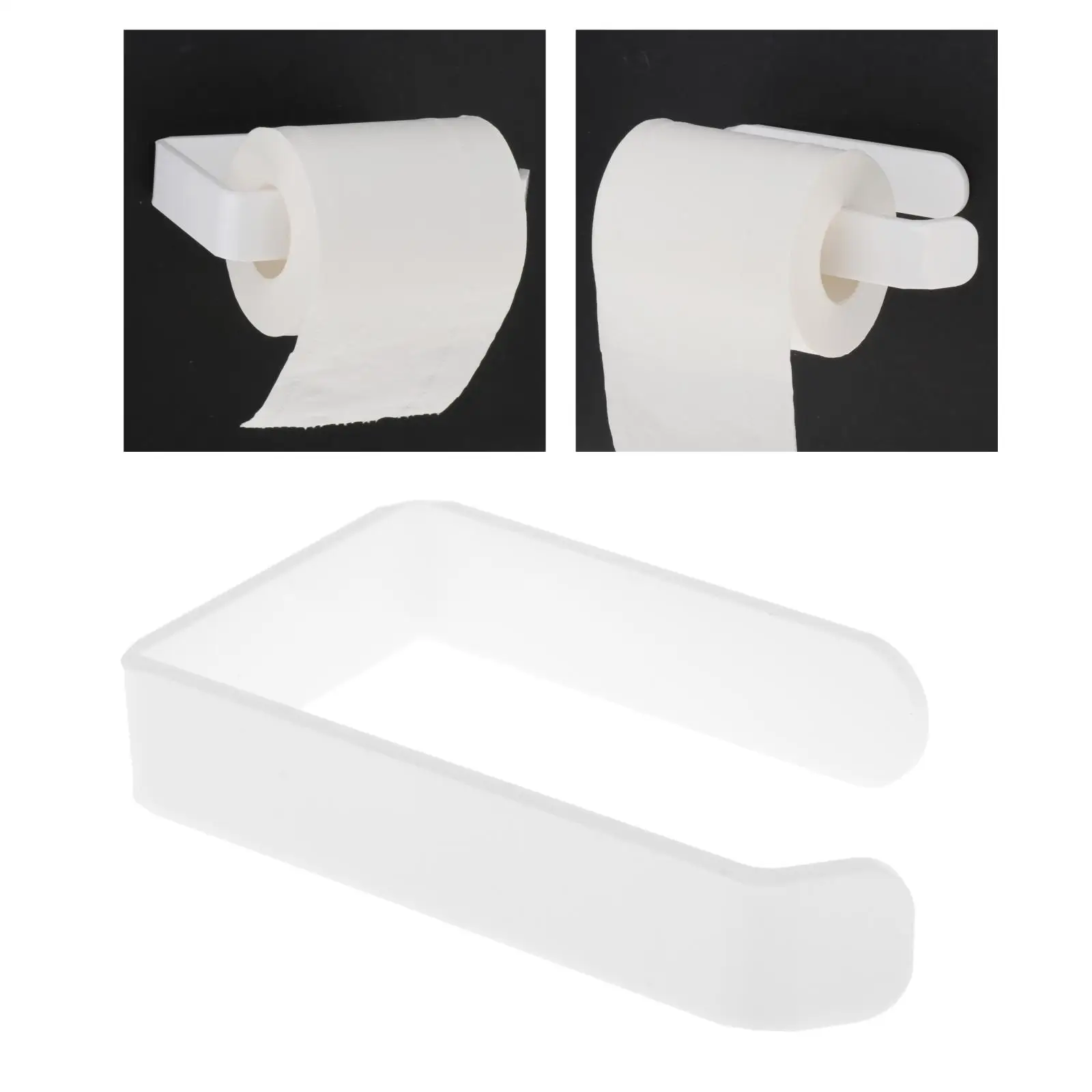 White Acrylic Toilet Paper Holder Wall Mounted Kitchen Bathroom Waterproof Towel Rack Accessories Shelf