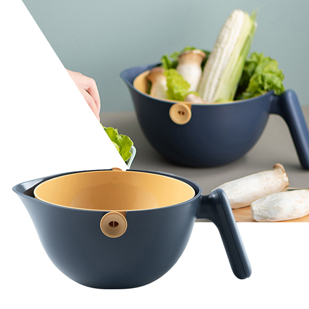 Plastic Vegetable Fruit Rice Wash Drain Strainer Colander Basket Kitchen Brown