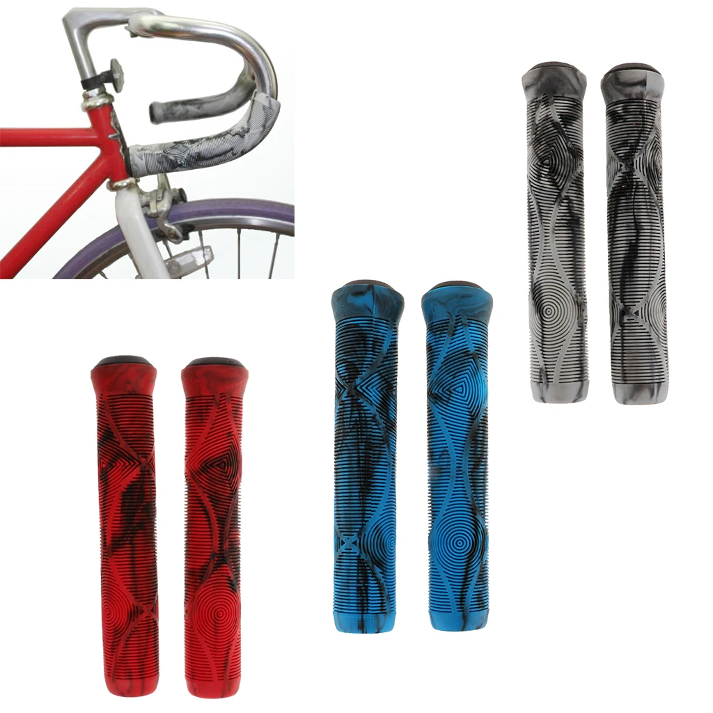Bike  Grips  BMX Non-slip Cycling Handlebar Lock on Grip - red- black