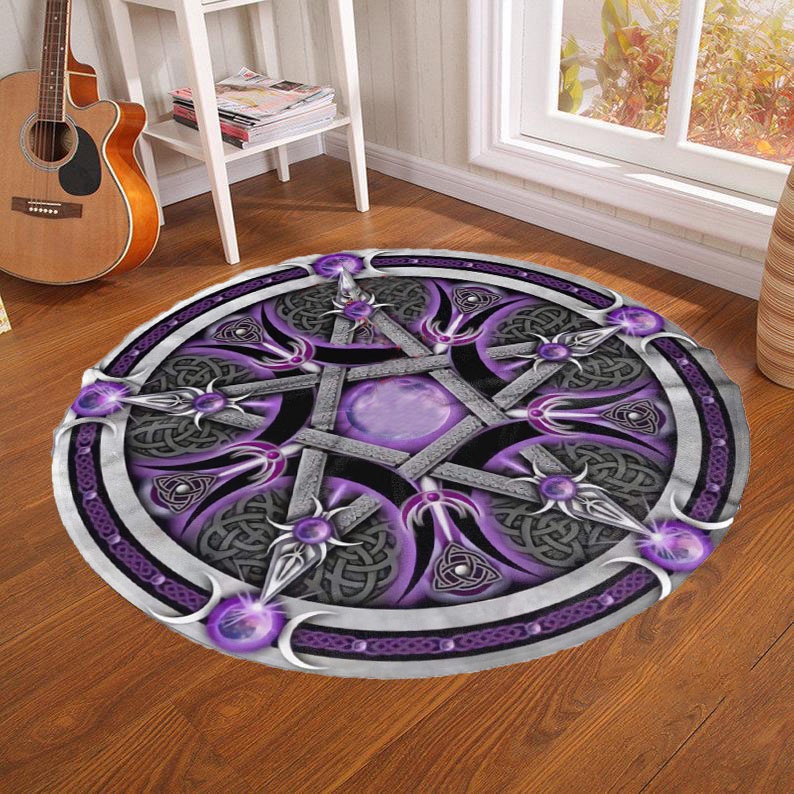 Waliicorners Pentagram Christmas skull Round 3D printed carpet Bedroom carpet 5 H9042759e371b4f9684174fdf211f0953o