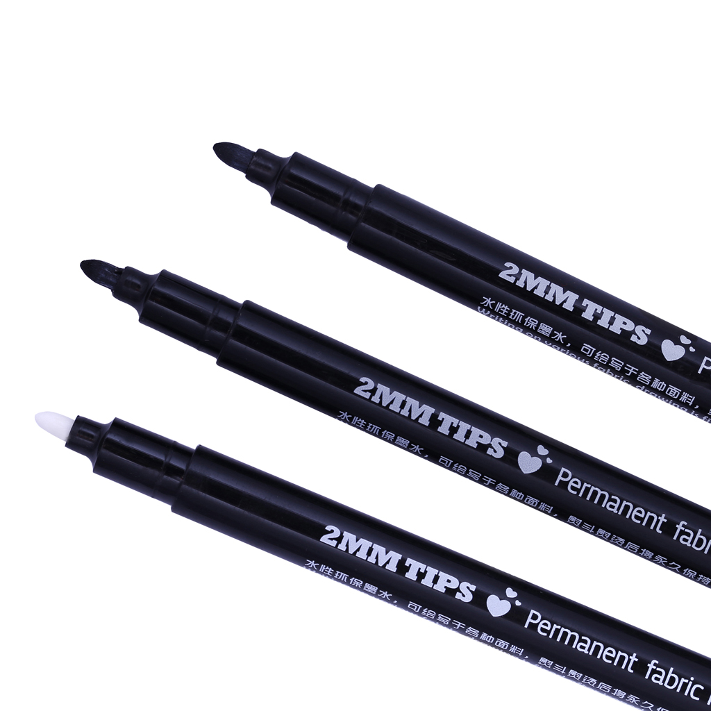 3Pcs/Set 2mm Fabric And T-Shirt Liner Permanent Fabric Maker Pens for Name Tags Label Garments Bag Textile Paint DIY