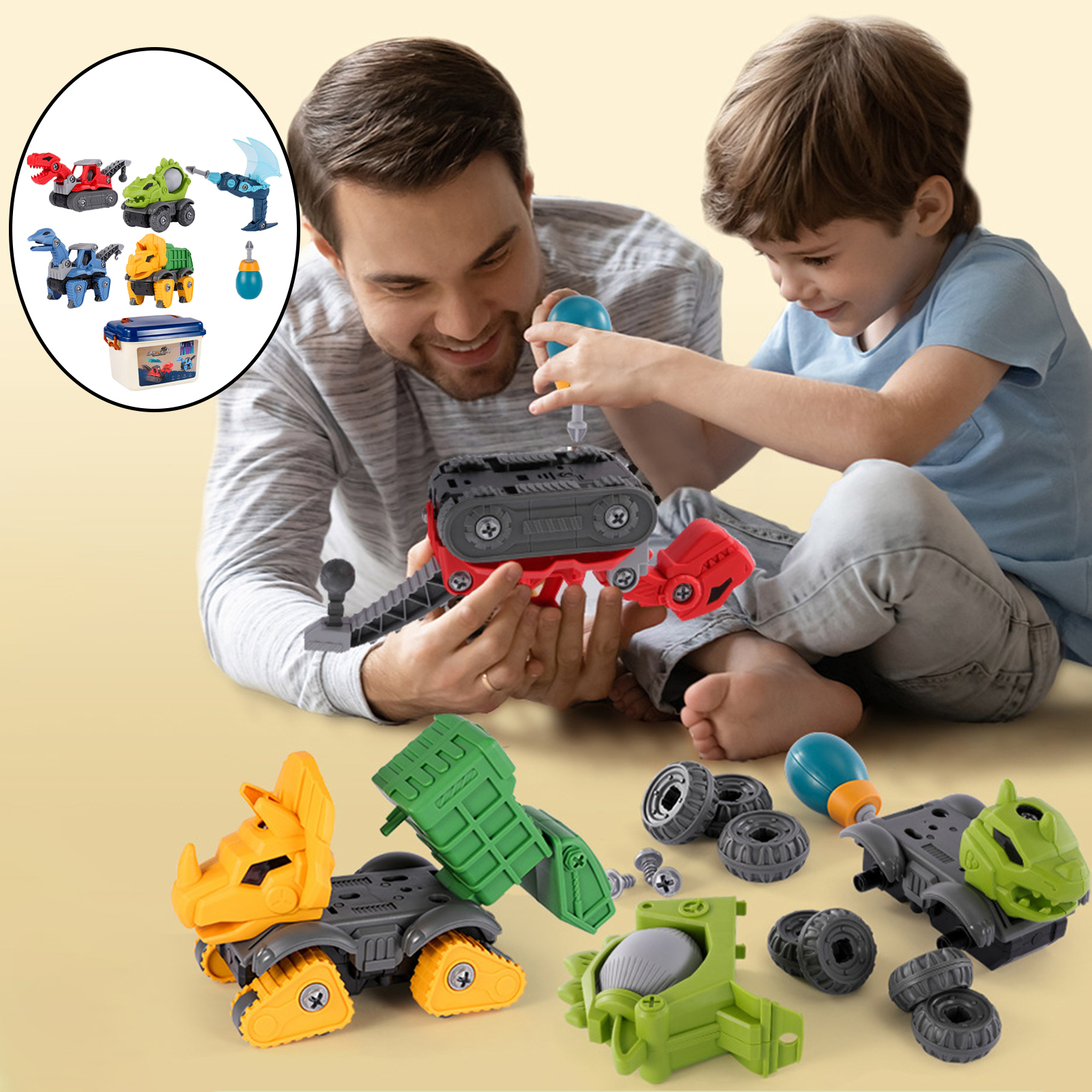 DIY Assembly and Disassembly Dinosaur Engineering Truck Toy Puzzle Construction Set Early Educational Develop Toys for Kids