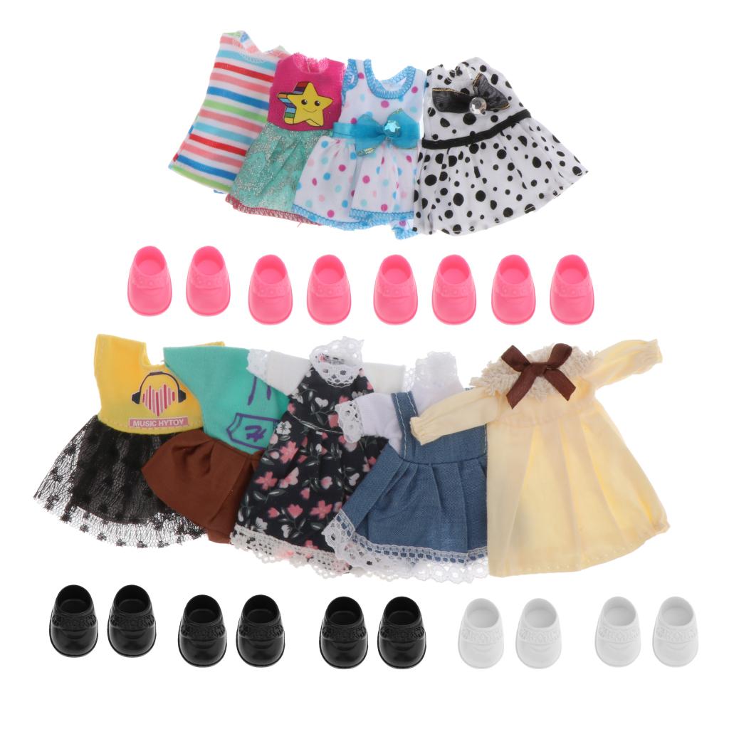 Fashion 16cm Girl Doll Mini Clothes Shoes BJD Party Matching Clothing Accs