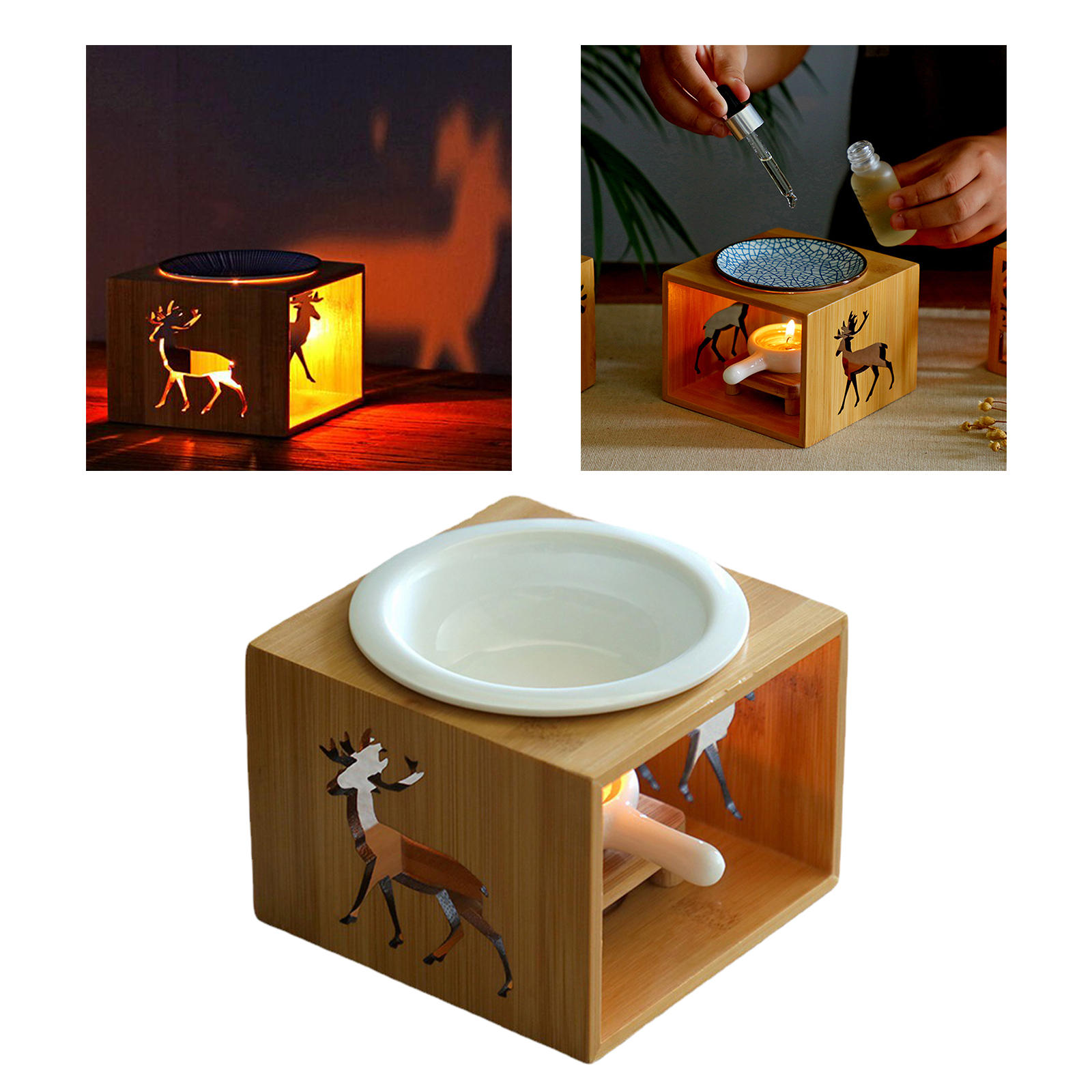 Ceramic Wooden Candle Holder Creative Oil Lamp Essential Aromatherapy Candle Lamps Home Living Room Decoration