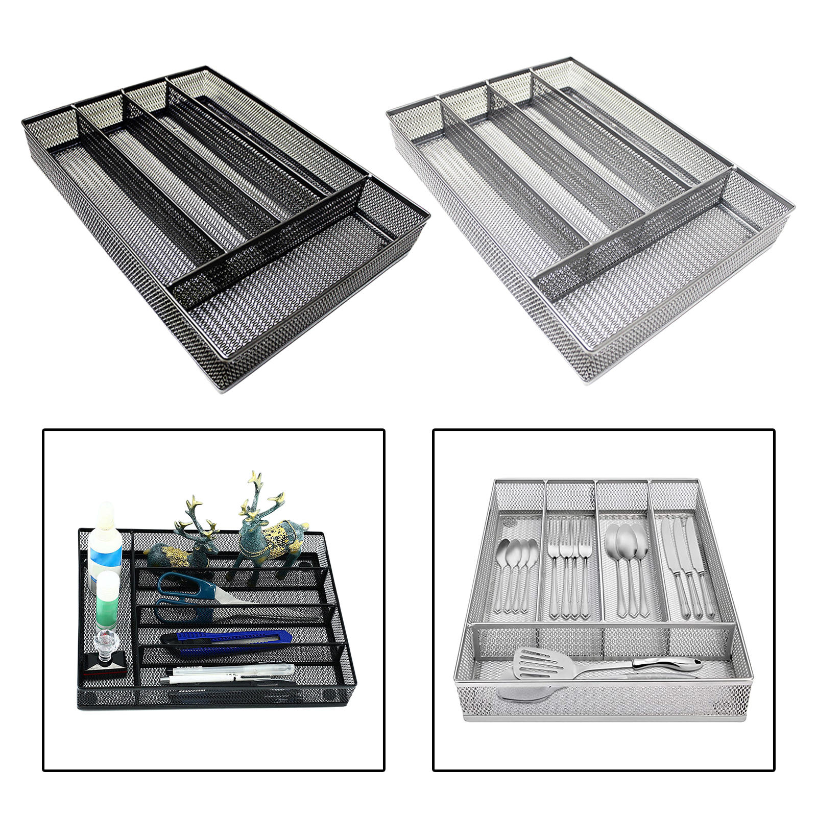 5 Compartments Cutlery Organizer Tableware Storage Box Stationery Holder Flatware Storage Box