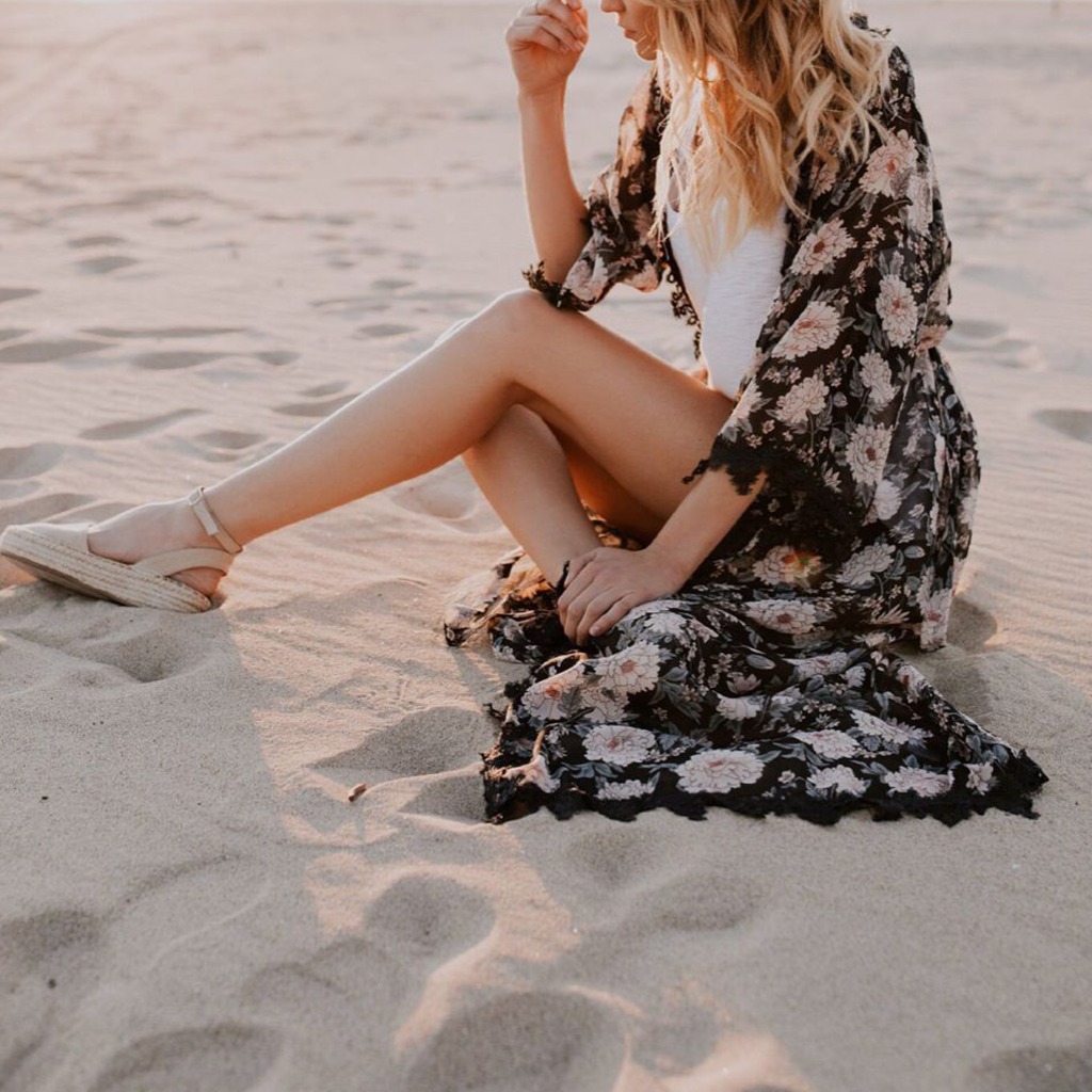 Women's Bikini Swimwear Cover up Split Kimono Beach Top Swimsuit Maxi Dress for Swimming
