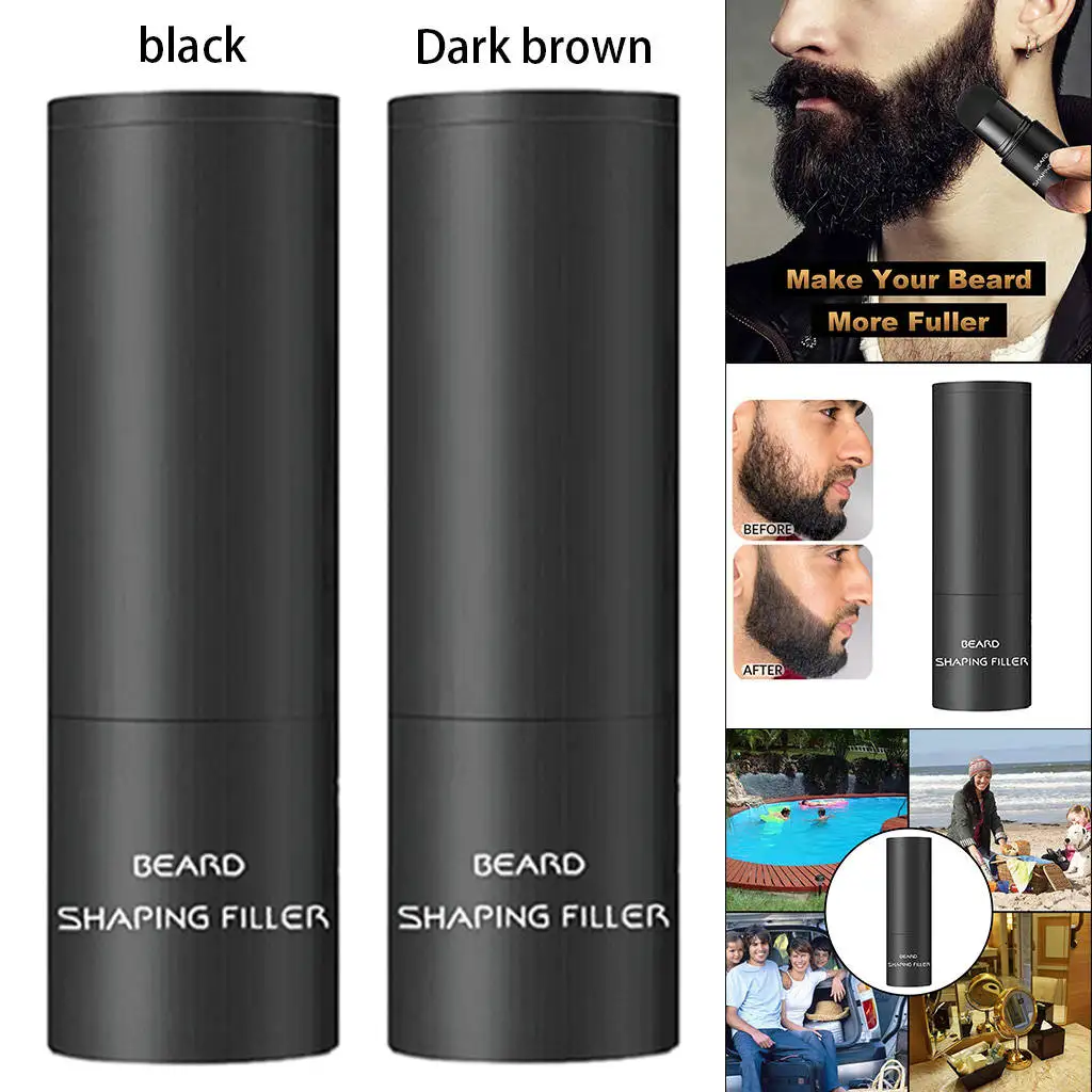 Beard Shadow with Brush Waterproof Effective Enhance Concealer Pen Applicator for Beard Mustache Cover Facial Hair Eyebrows Men