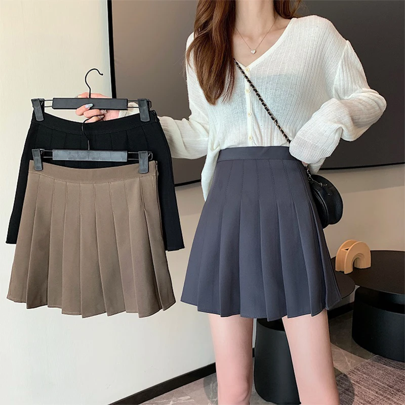 Mini Skirt 2021 Spring and Autumn New Large Size Fashion A-line Short  Skirt, High Waist Bag, Hip Skirt, Thin MM Pleated Skirt