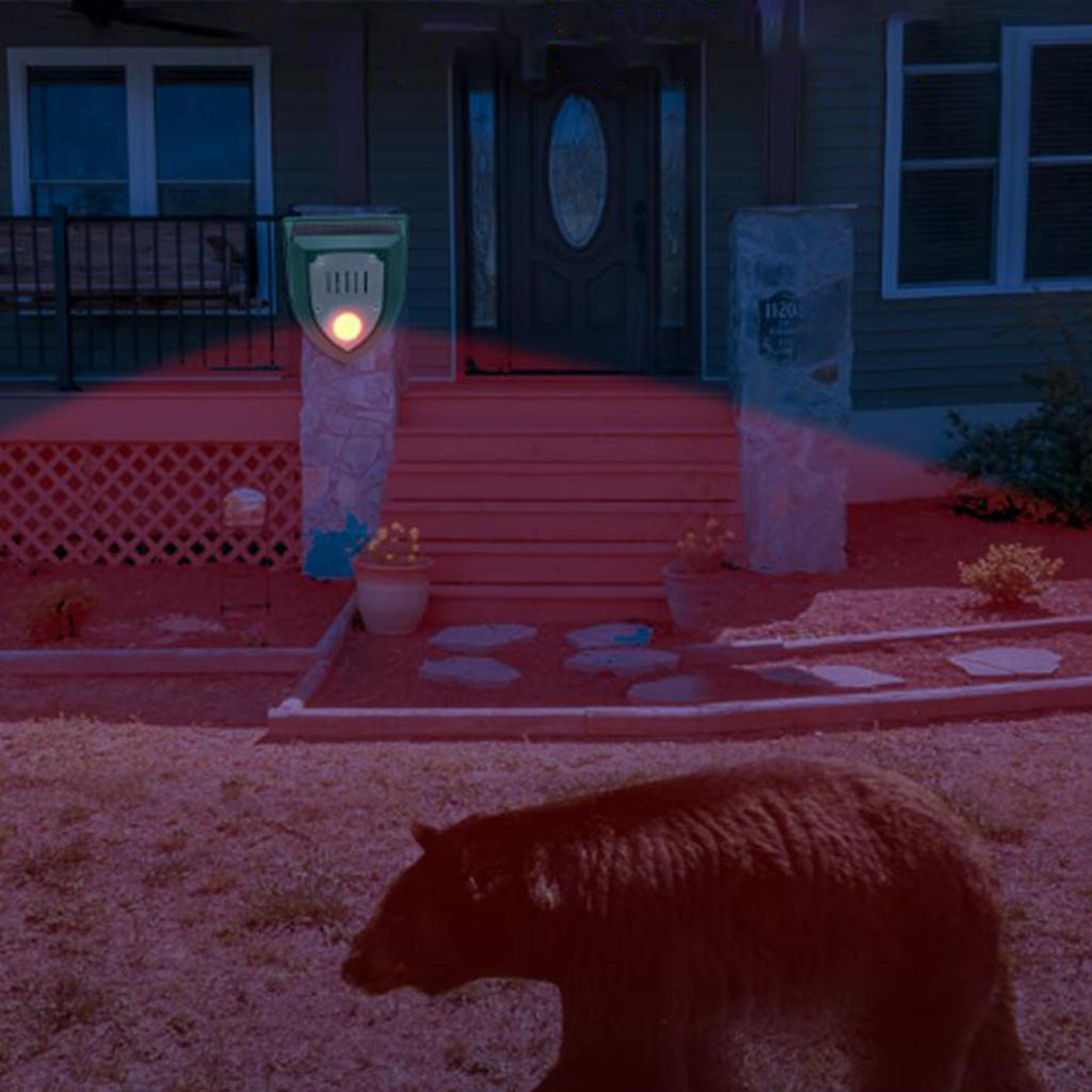 Warning Animal Repeller-- Scarecrow W/ LED Ultrasonic Waterproof Burglar Alarm Repellent, Defender, for Barn Yard Cat Bat Animal