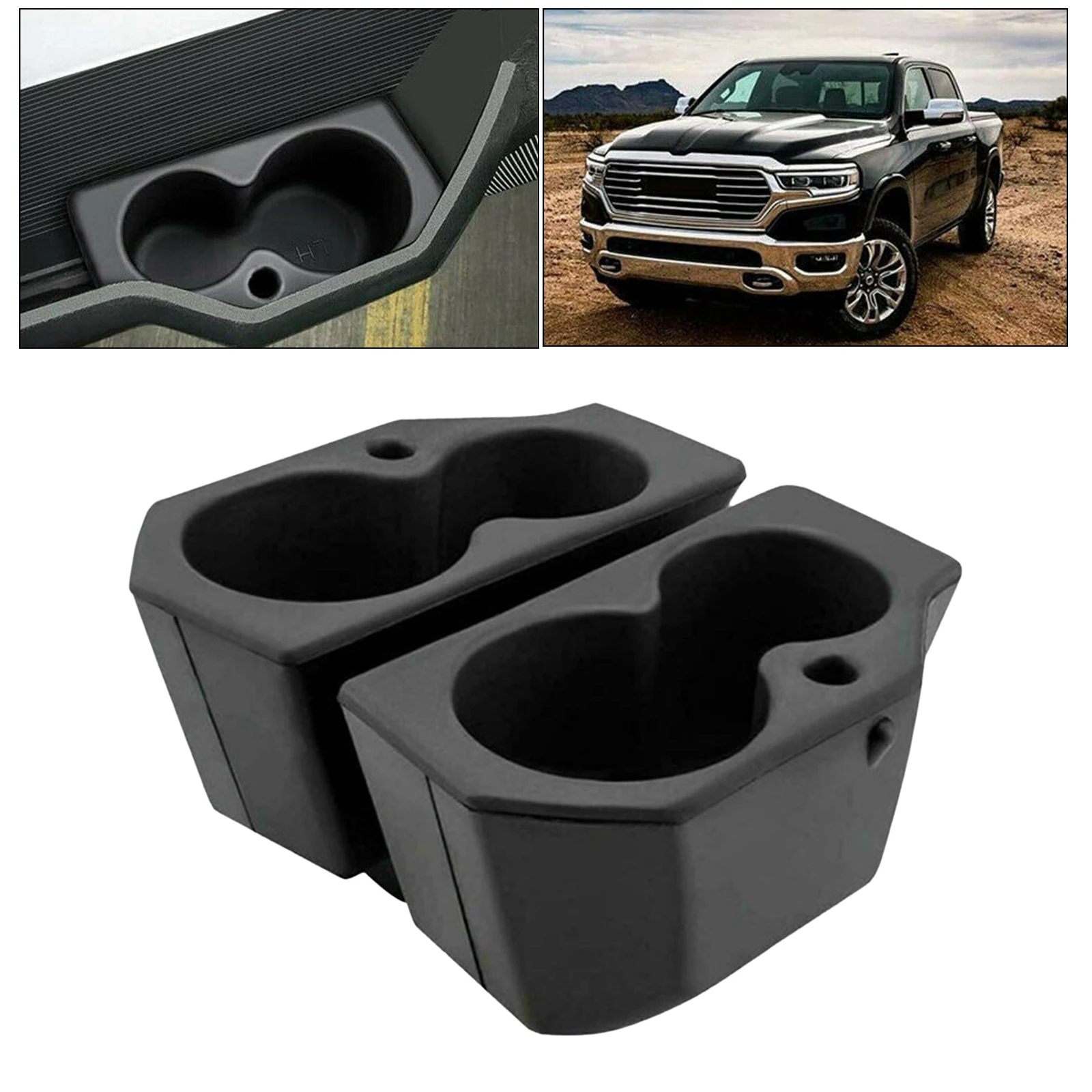 Right & Left Side Door Trim Cupholders Organizer Compatible with Ram 1500 2500 4500 Vehicle Replace Accessories