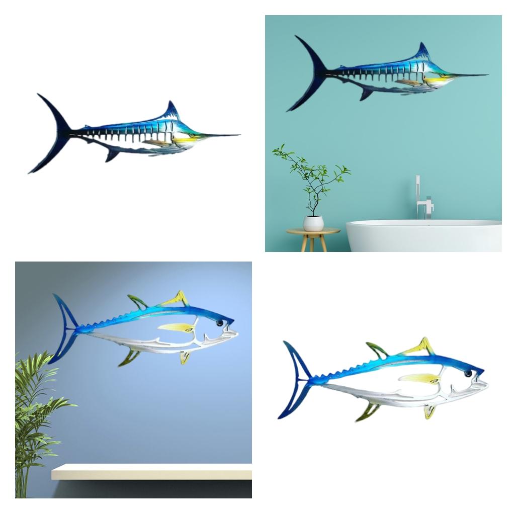 2x Coastal Large Metal Shark Wall Art Decor Outdoor Hanging Wall Sculpture