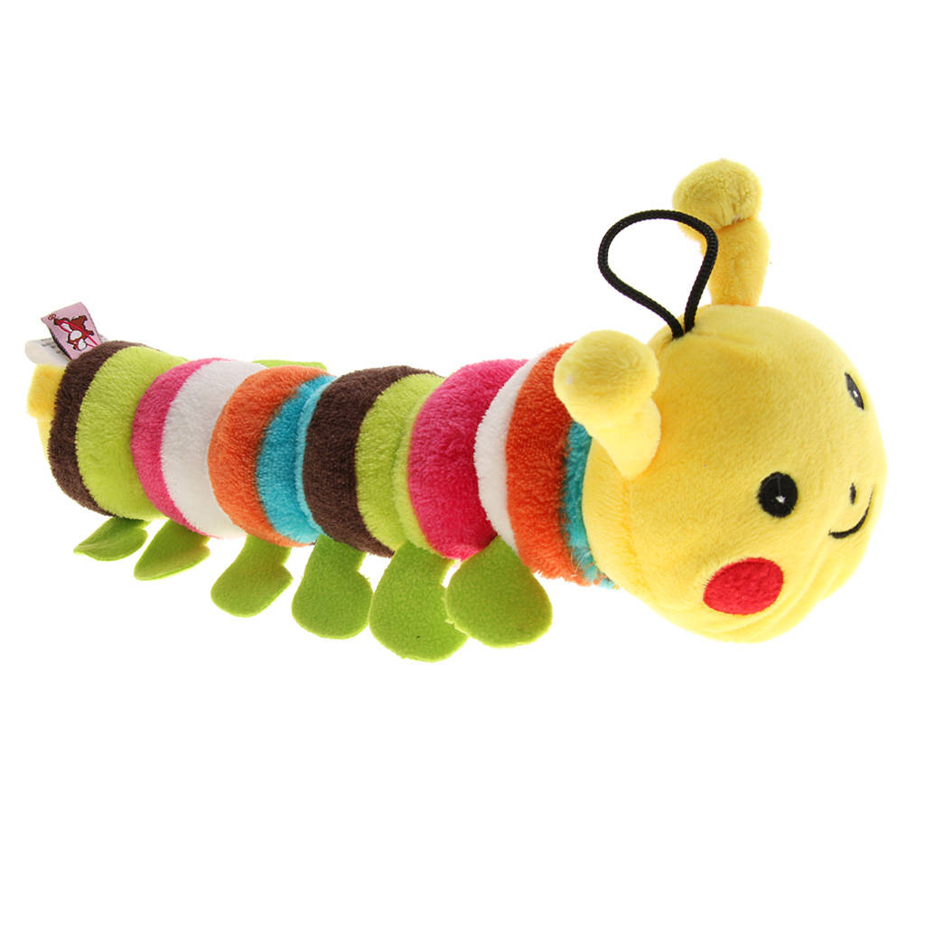 2xPet Plush Sound Cat Dog Squeaky Chew Toy Biting Toy Cute Caterpillar Yellow