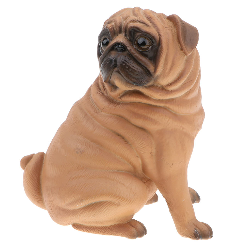 4 . 25   Inch   Simulation   Pug   Dog   Model   Figurine   Kids   Toy   Ornament  -  Yellow   Color