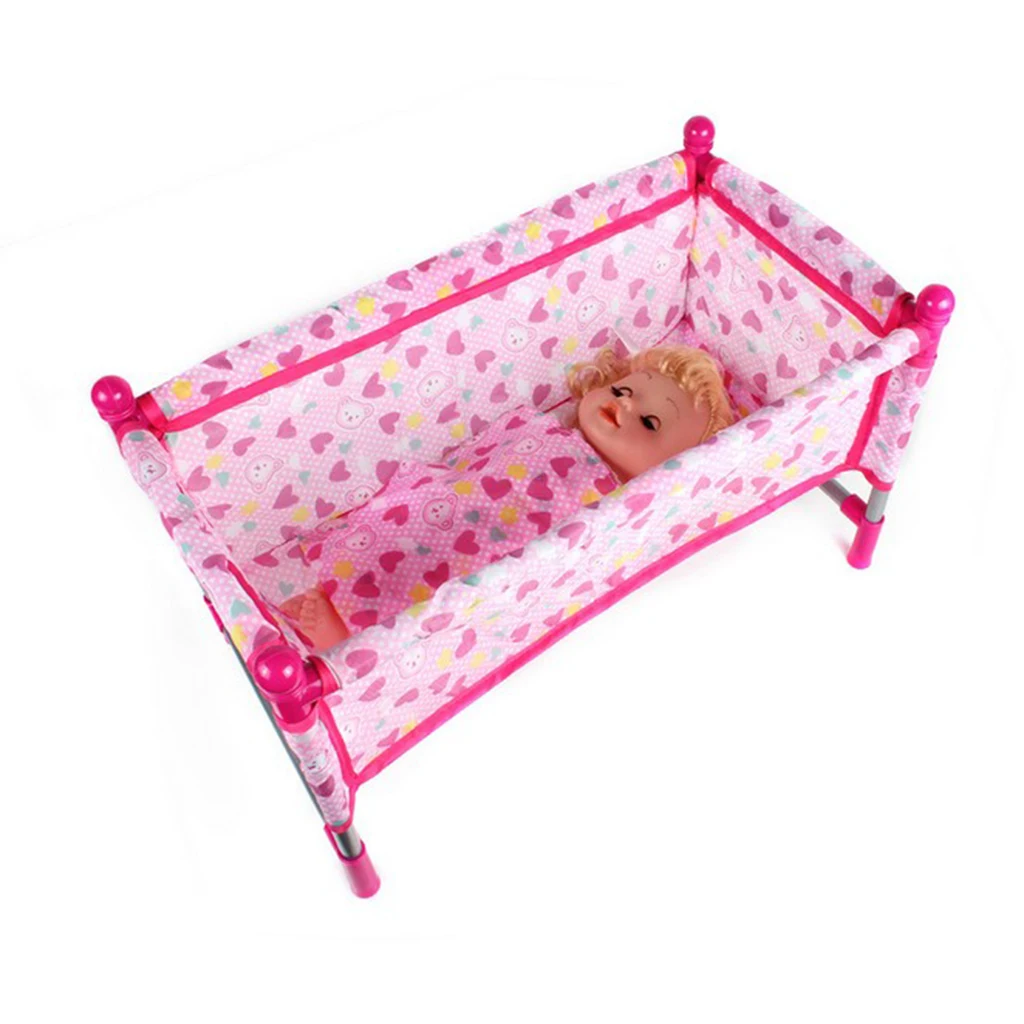 Doll Baby Toddler Bed Crib Playset Kids Simulation Furniture Playset Toy