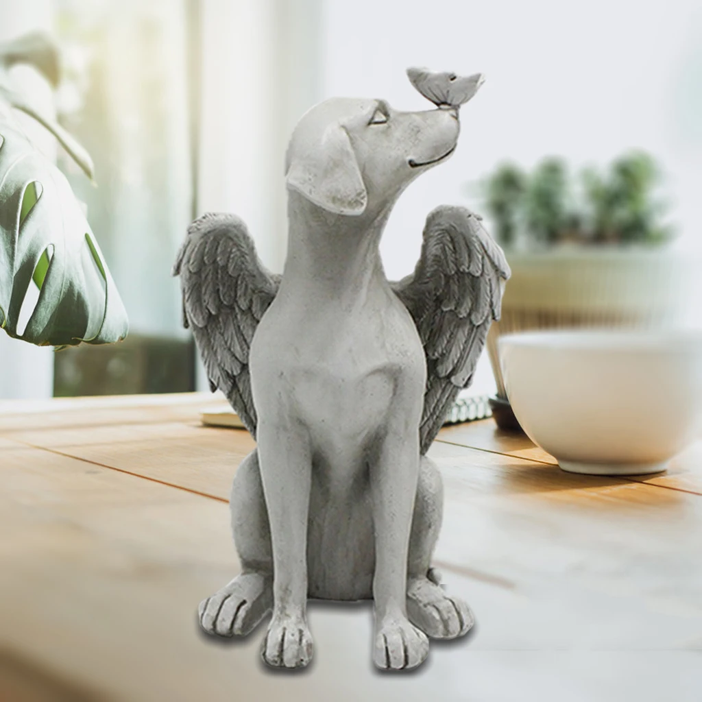 Memorial Statue, Angel Dog Remembrance Keepsake Sculpture Grave Marker Resin Figurine to Honor a Cherished Pet