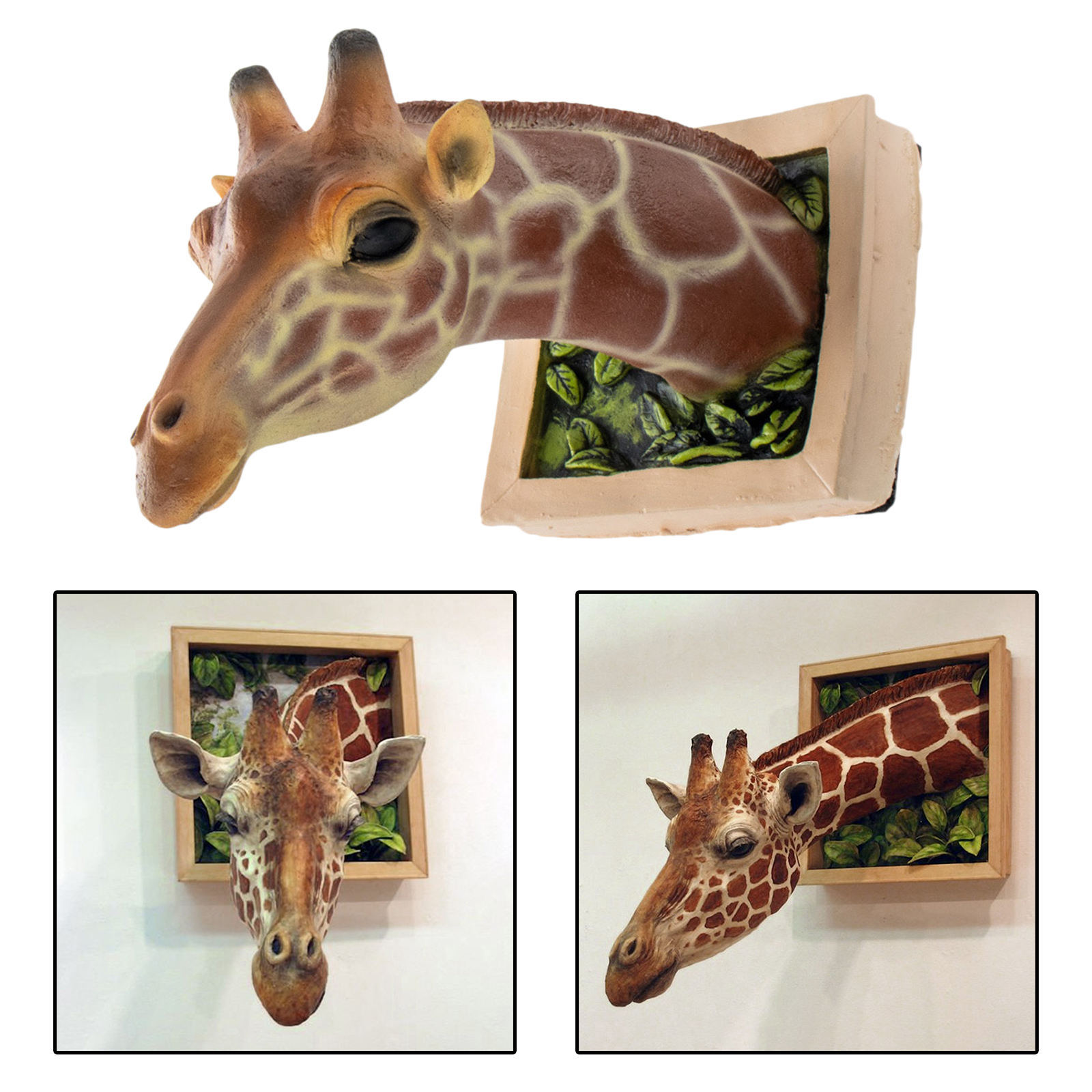 Giraffe Head Wall Mount Statue Wildlife Animal Head Kids Room Home Decor Artwork Background Wall Photo Props