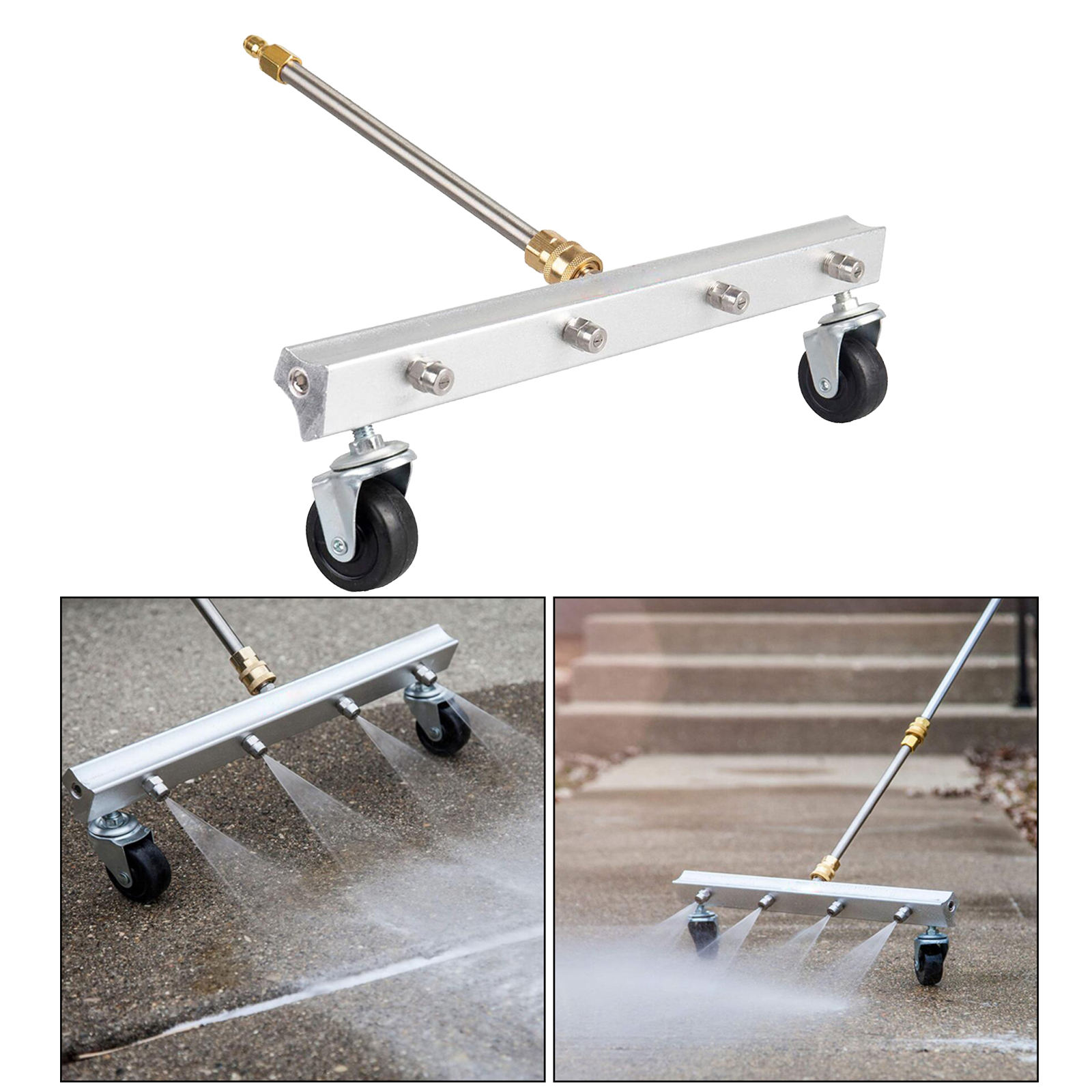 Undercarriage Cleaner, Surface Cleaner for Pressure Washer, Underbody Car Wash Water Broom with 2 Pieces Extension Wand