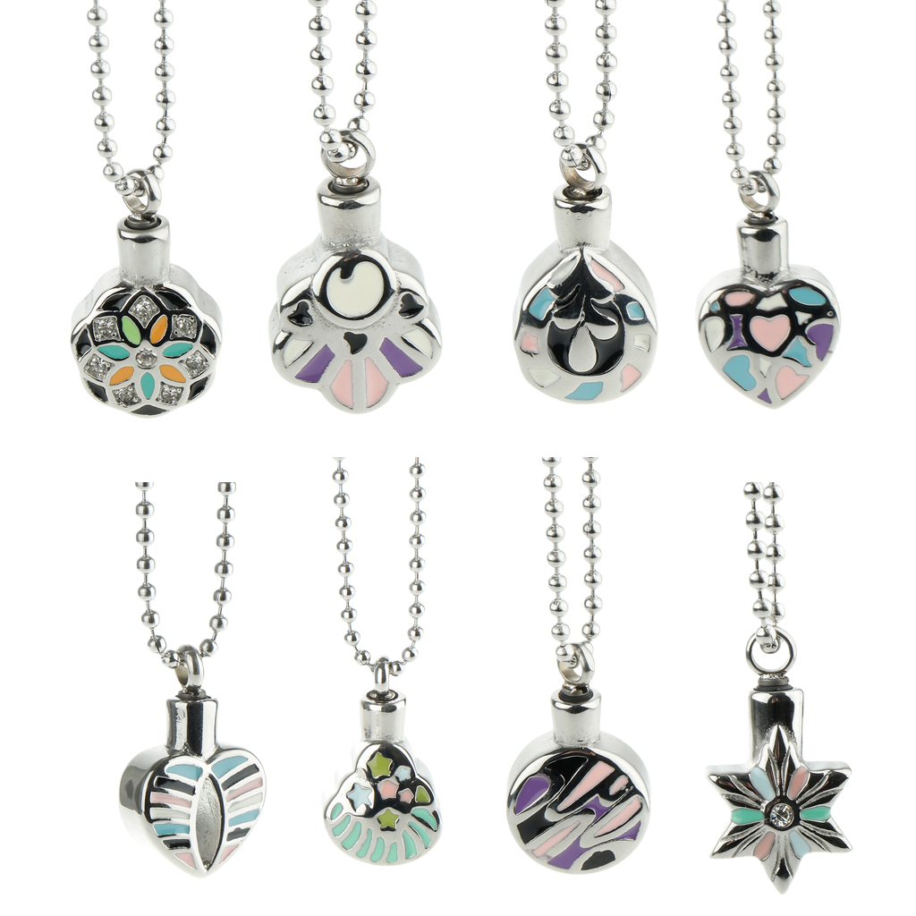 Cremation Jewelry Star Heart Urn Pendant Necklace Memorial Jewelry - Style 8