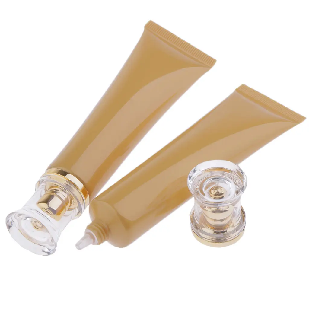 2pcs 40ml Empty Refillable Plastic Lip Gloss Body Balm Eye Gel Hand Cream Tubes Cosmetic Containers Bottles Set