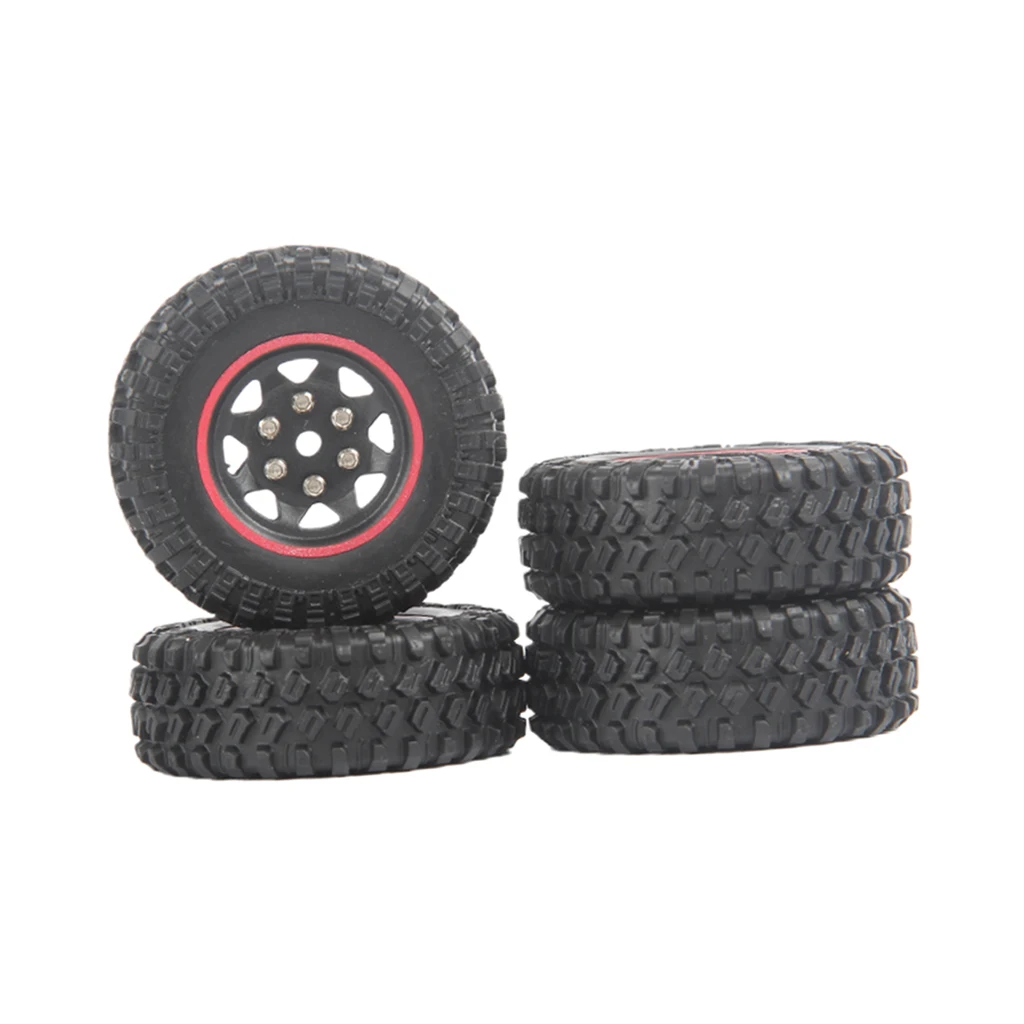 4X RC Car 50mm Rubber Tyre Wheel Rim Set for SCX24 YKC01CM JIMNY 1:16 RC Rock Crawler Car DIY Parts Accessories