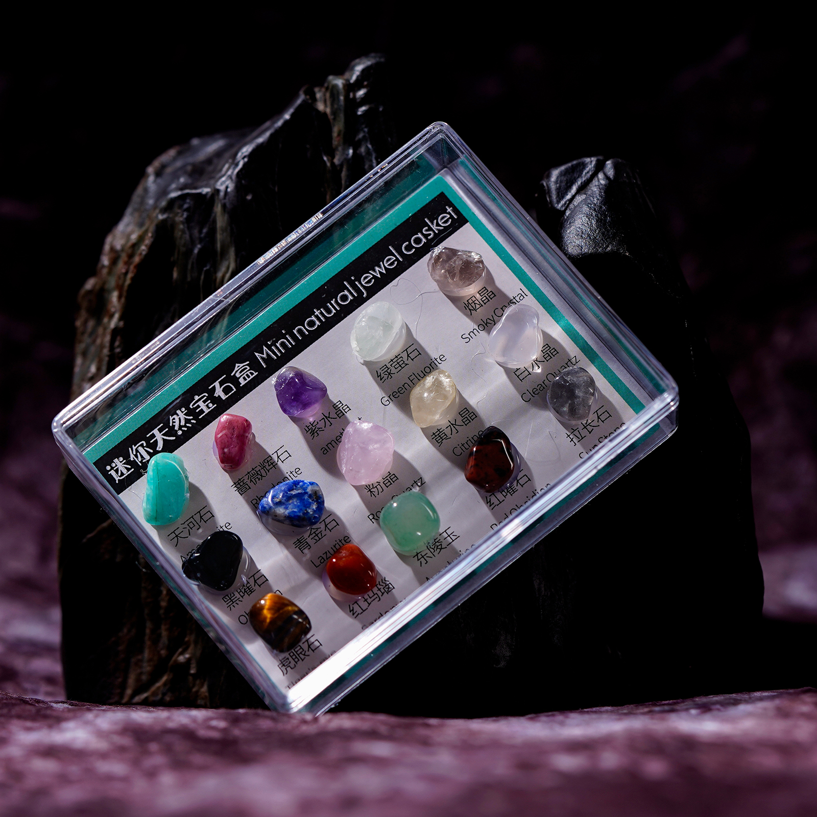 Polished Natural Mineral Rock and  Collection in Box for Kids Ages 8 and up