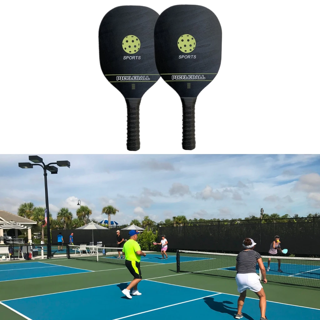 Wood Pickle Balls Rackets Portable Set High Power Ergonomic Black Pillow with Wide Body Wood Paddle Bat for Indoor Adult