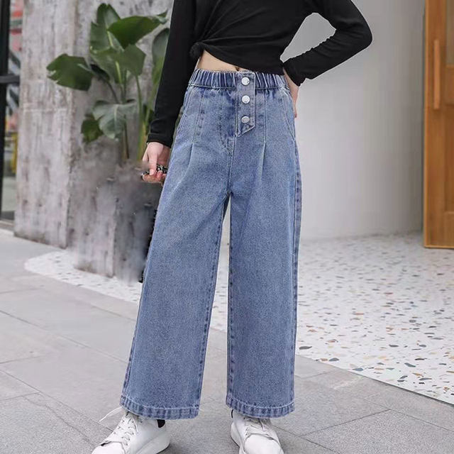 Wide Legs Pants Denim Jeans Girls  Wide Leg Jeans Kids Girls - Baby Girls  Denim - Aliexpress