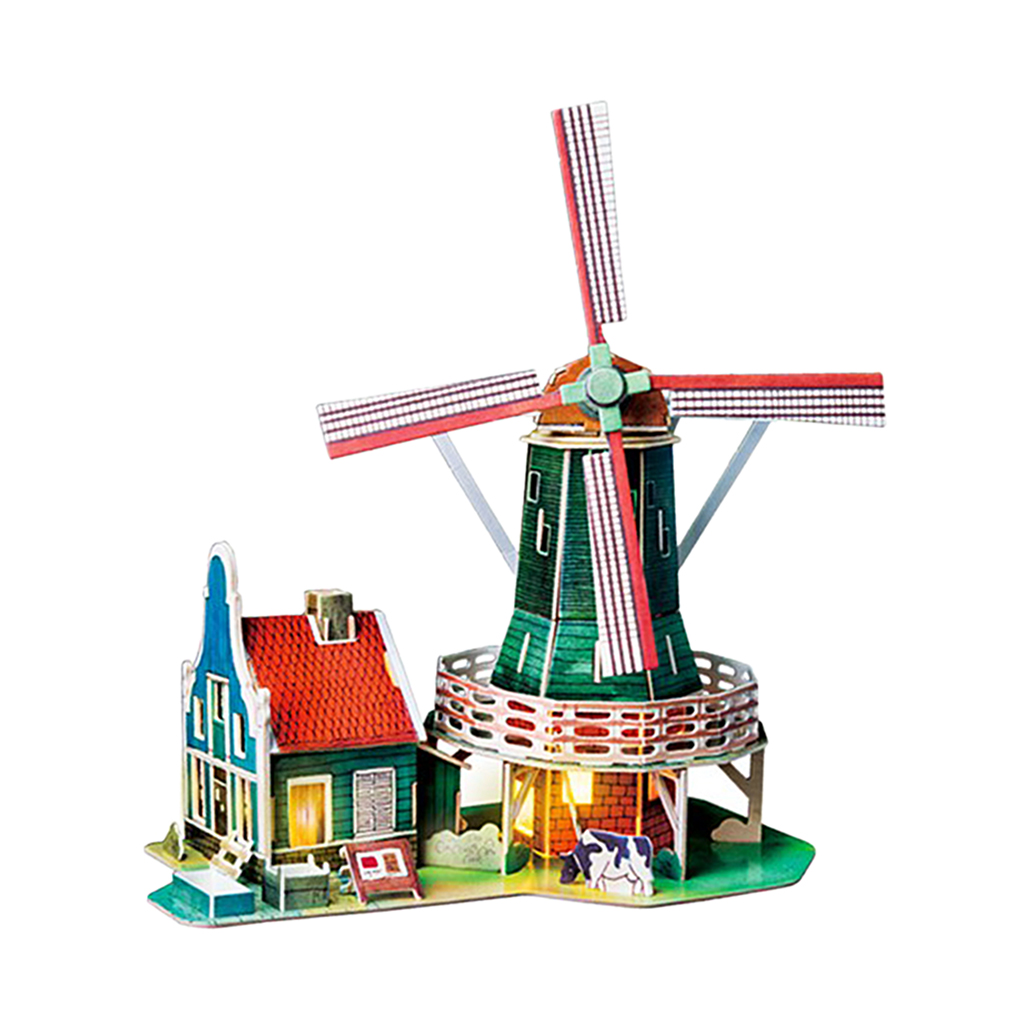1/24 Dollhouse Miniatures DIY Accessories Kit Vintage House Kids Children Birthday Gift - Netherlands Windmill