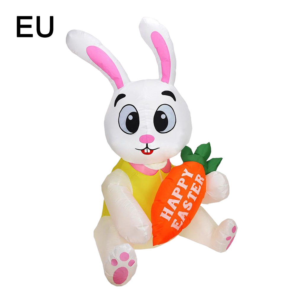 5Ft Giant Easter Inflatables Bunny with Carrot Outdoor Indoor Easter Holiday Decor,  Yard Inflatables Decor LED Lights