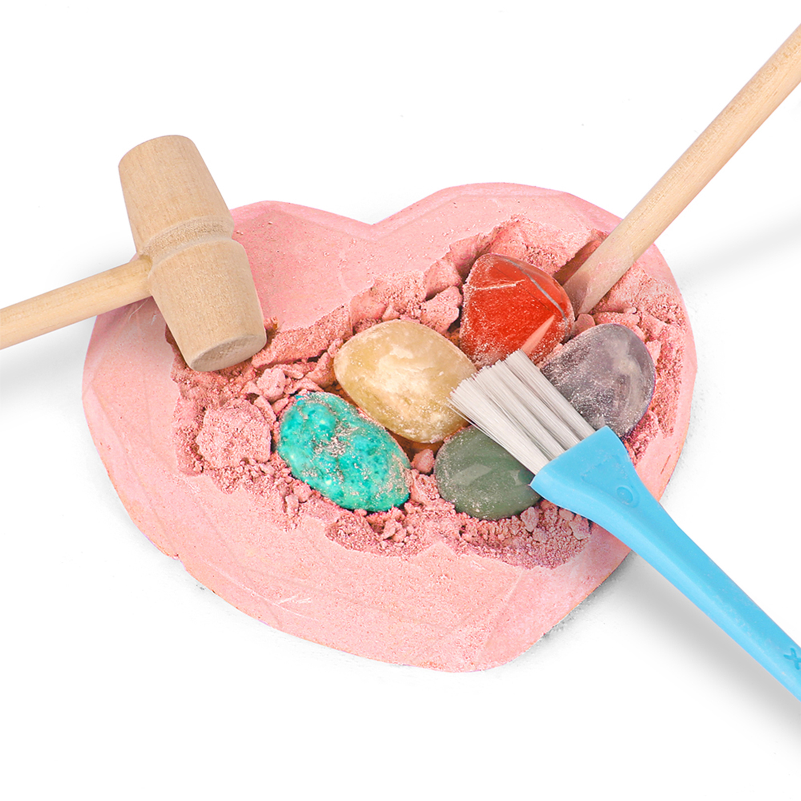 Creative Gemstone Unearth Kit Crystal Mining Kit with 6 Gems Rocks Educational Toys Excavation Kit Gift for Kids Teens Boy Girls