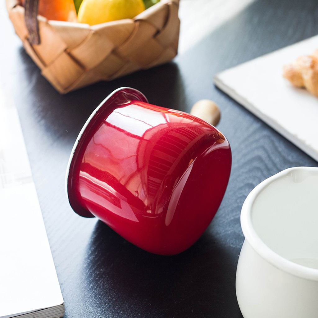 Small Enamel Milk Pan Butter Coffee Milk Warmer Mini Butter Chocolate Melting Pot Sauce Cooking Pan with Easy Spout