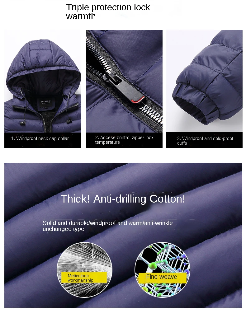 mens parka Winter Mens Windproof Warm Fleece Hooded Light Jacket Coats Male Fashion Thick Large Size Outwear High Quality Overcoat Jackets plus size parka