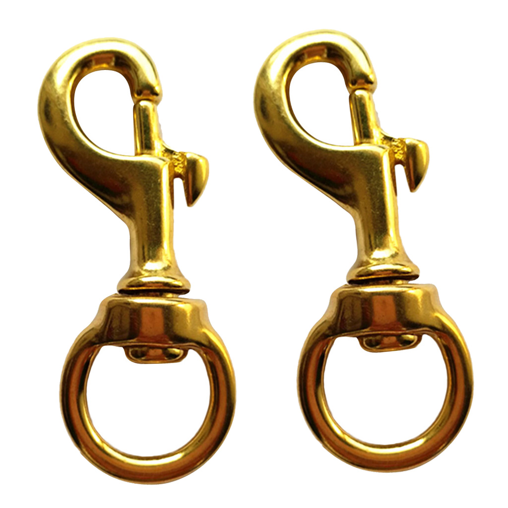 2 Pieces Solid Brass Round Eye  Trigger Swivel Snap Clasp Hook Clip