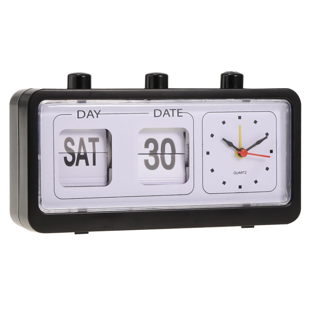Retro Flip Alarm Clock Desk Top Beside Clock with Calendar Display Home Room Decor Kids Children Gifts