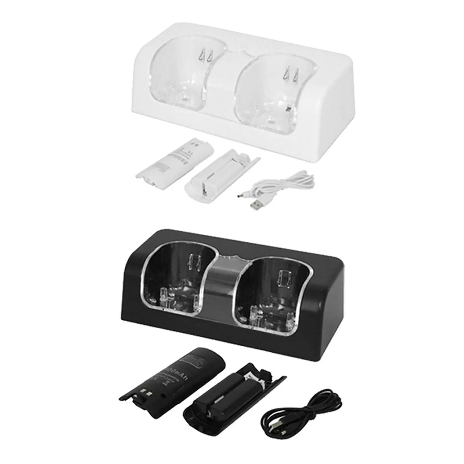2 in 1 Smart Charger Charging Dock Station with Lengthened Cord for Wii Game Console Game Accessories